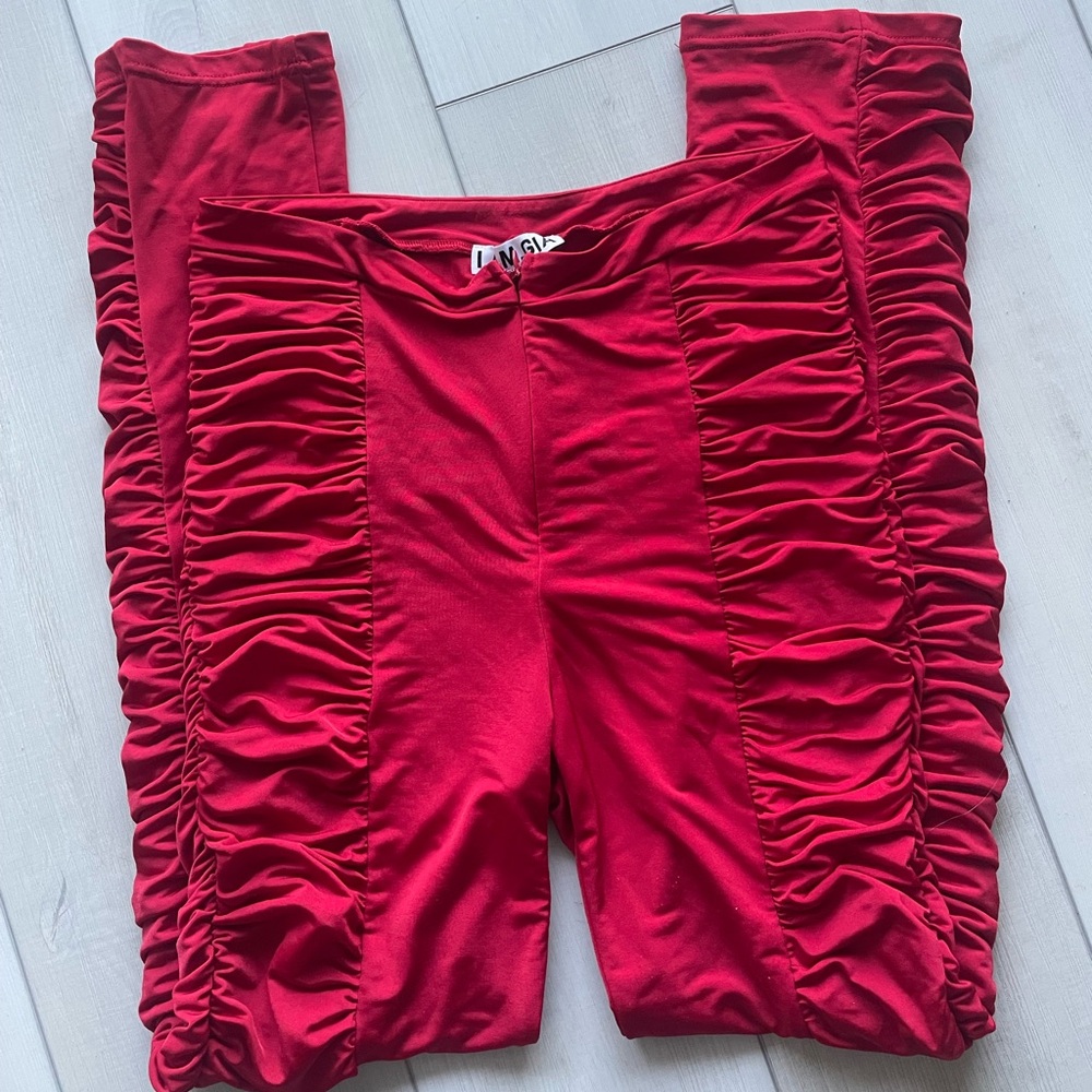 I.AM.GIA Red Ruched Leggings